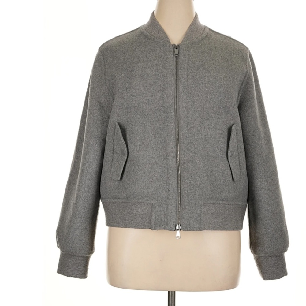Quince Double-Faced Merino Wool Bomber Jacket Heather Gray Outerwear XL - Picture 2 of 10